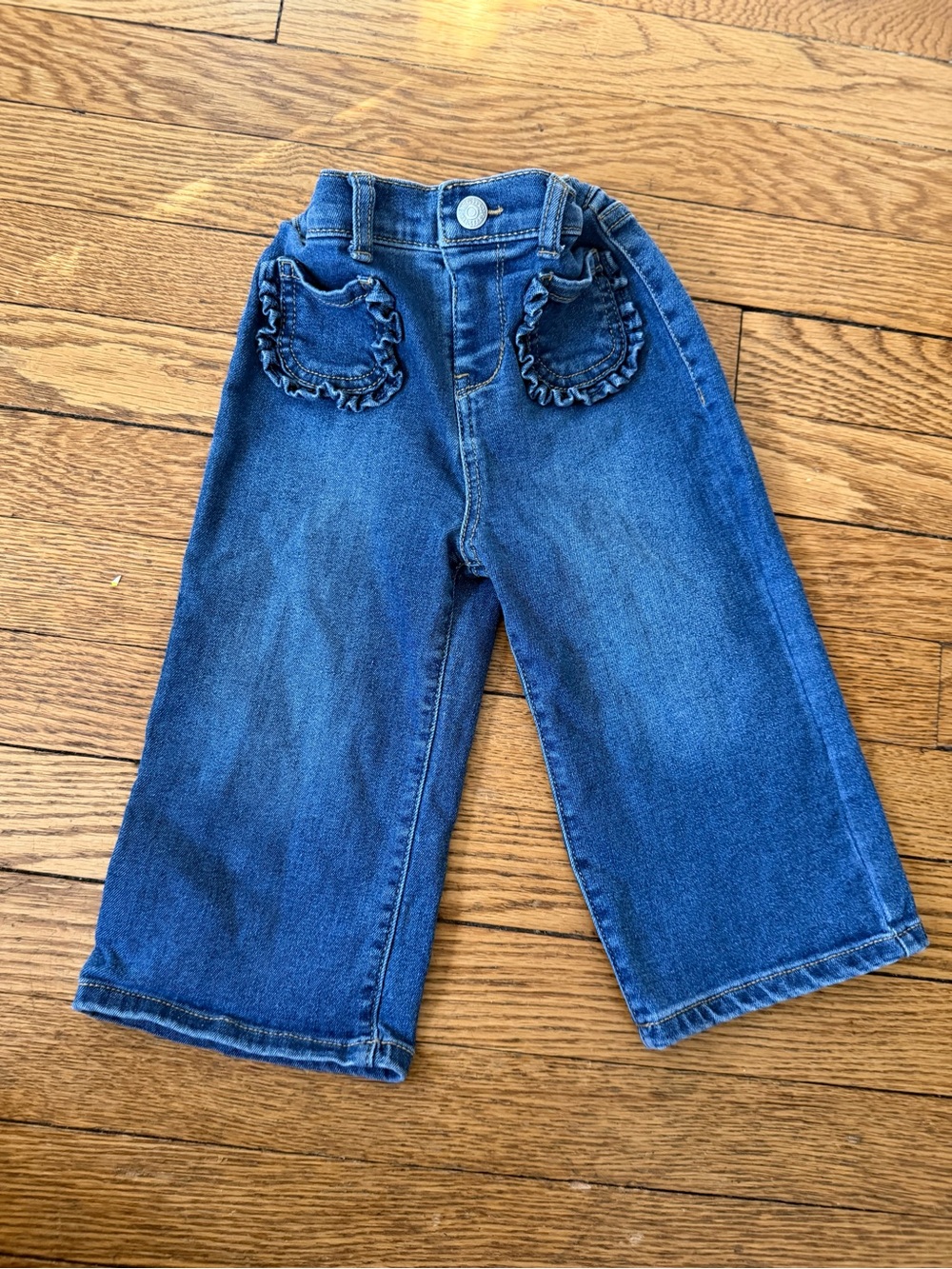 Levi's Girls Dark Blue Denim Jeans with Ruffle Pockets - Size 18 Months